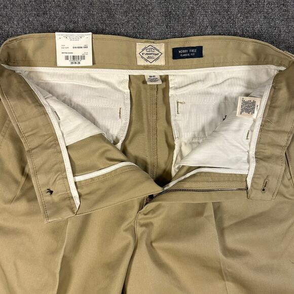 NWT St Johns Bay Worry Free Chino Mens 30x32‎ Classic Fit 100% Cotton Khakis - Picture 3 of 11